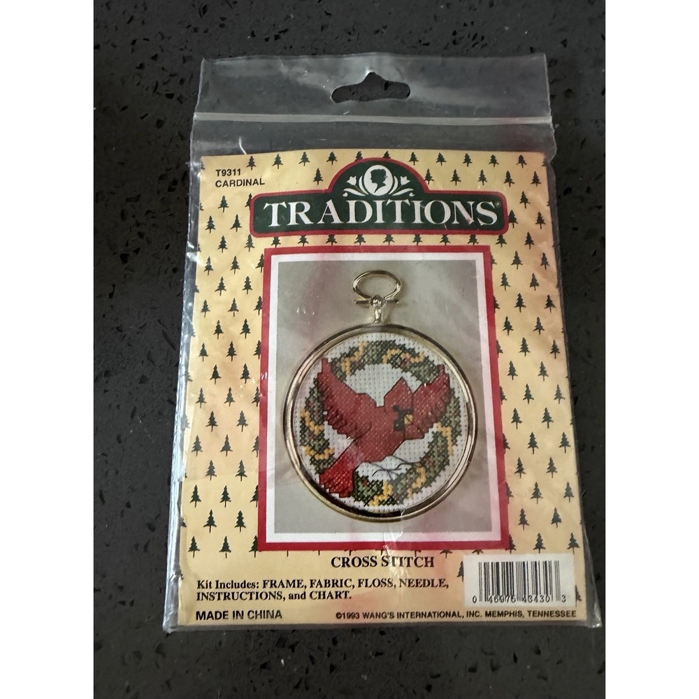 Traditions Cardinal Cross Stitch Kit Christmas Ornament T9311‎ Sealed Vintage